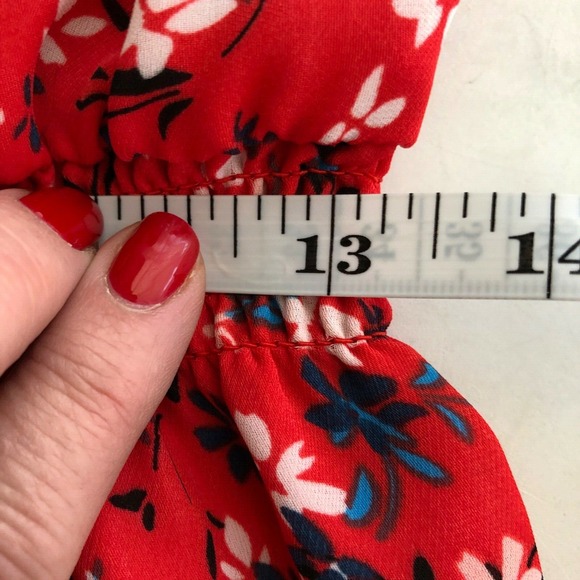 REVOLVE Devlin Carrie Women's Dress Red Ditsy Floral Off Shoulder M - Picture 13 of 15